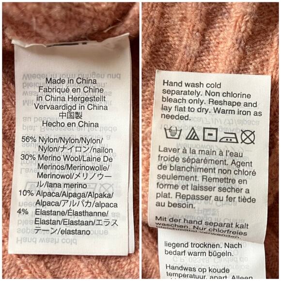 Madewell Inland Turtleneck Sweater Women's XS Wool Alpaca in Coziest Yarn Pink - Picture 7 of 10